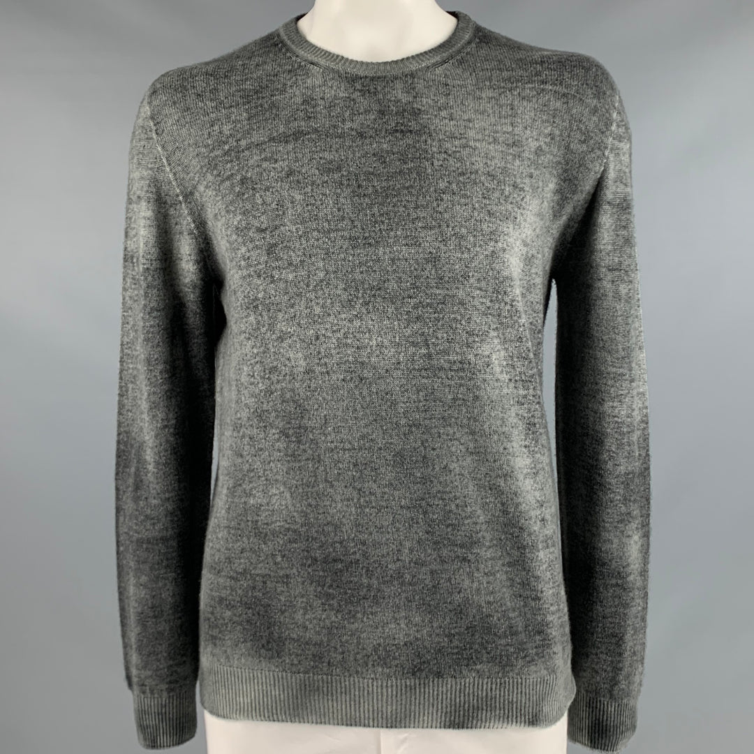 120% LINO Size XL Grey Dyed Cashmere Wool Crew-Neck Pullover