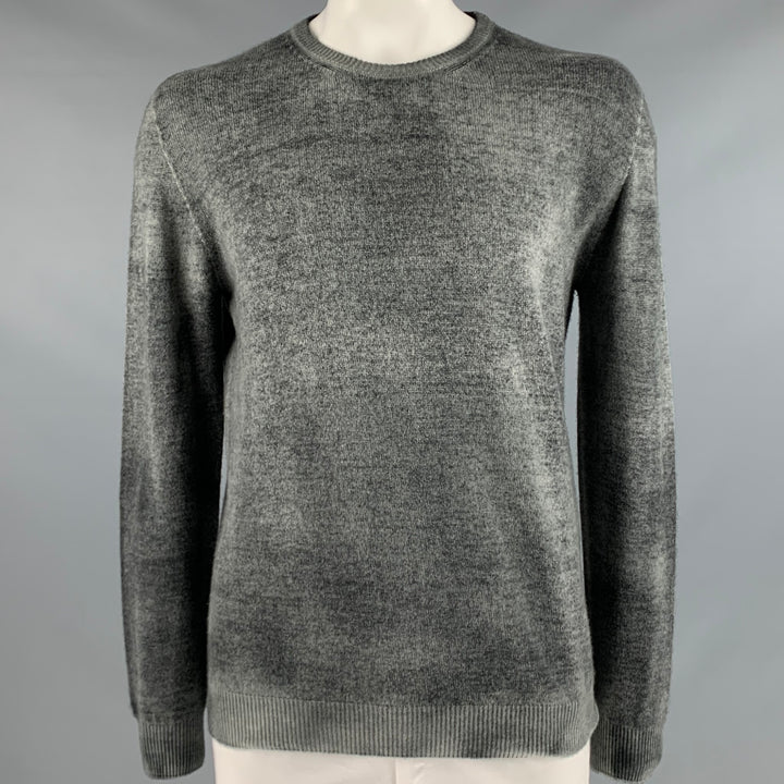 120% LINO Size XL Grey Dyed Cashmere Wool Crew-Neck Pullover