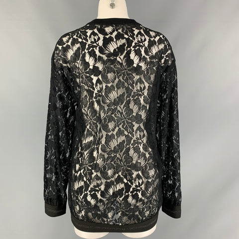 STELLA McCARTNEY Jersey de cuello redondo de poliamida y algodón con encaje negro Talla S