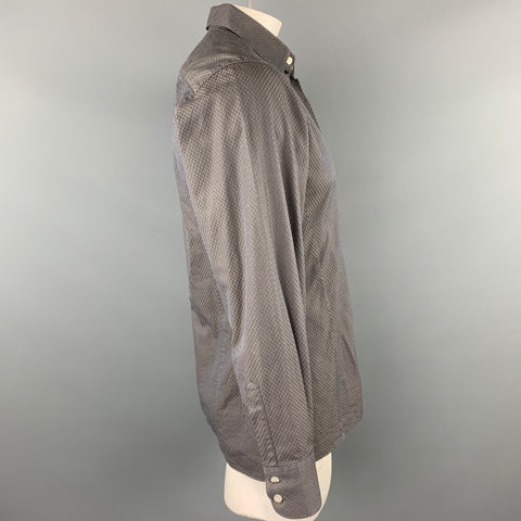 BRUCE FIELD Size L Dark Gray Textured Cotton Button Up Long Sleeve Shirt