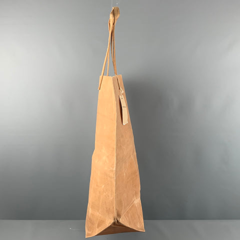 KAZUMI TAKIGAWA Tan Waxed Canvas Tote Bags