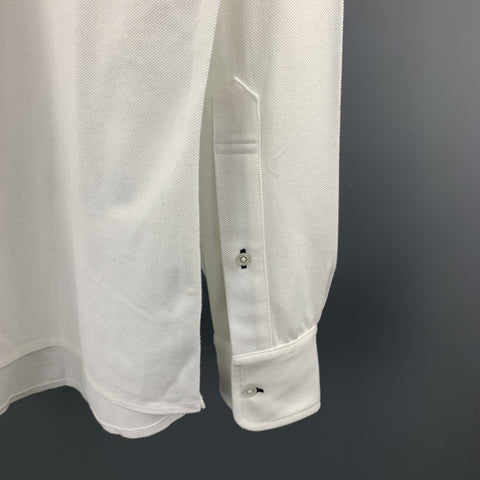 BLACK FLEECE Size XL White Pique Button Down Long Sleeve Shirt