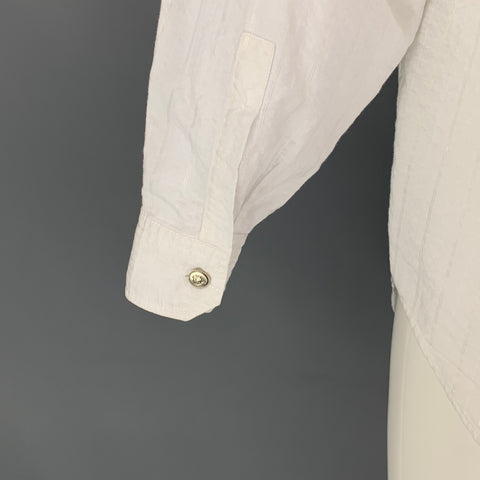 Vintage VERSACE JEANS COUTURE Size M White Stripe Cotton Blend Long Sleeve Shirt