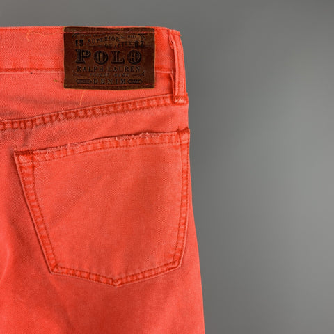 RALPH LAUREN Size 30 Orange Denim Button Fly Jeans