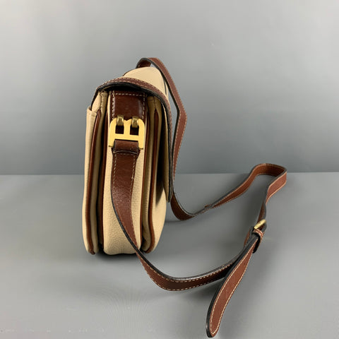 BALLY Cream Brown Pebble Grain Leather Cross Body Handbag