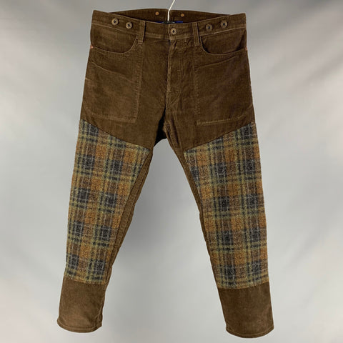 JUNYA WATANABE COMME DES GARCON MAN Size S Brown Olive Plaid Cotton Blend Button Fly Casual Pants