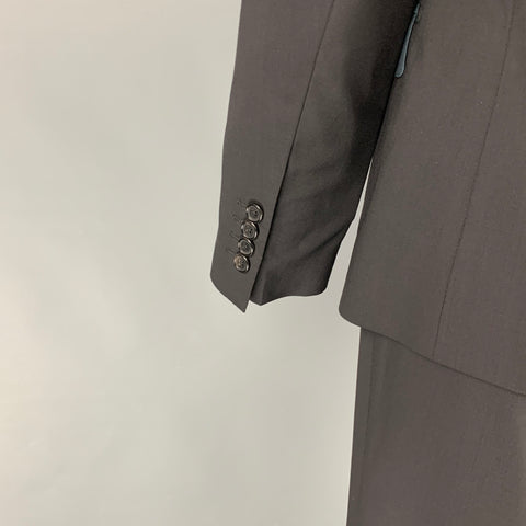 DOLCE & GABBANA Size 42 R Black Blue Two Toned Virgin Wool Tuxedo 3 Piece Suit
