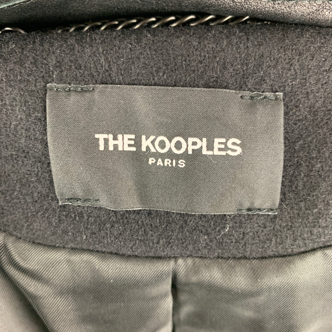 THE KOOPLES Size M Black Solid Wool Blend Biker Coat