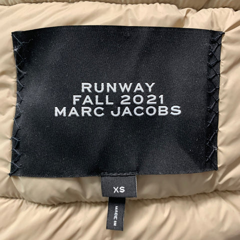 MARC JACOBS Taille XS Manteau à manches courtes graphique en laine taupe rose