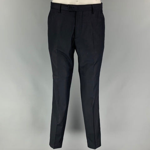 CALVIN KLEIN COLLECTION Size 38 Black Wool Peak Lapel Tuxedo Suit
