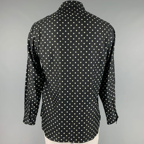 RALPH LAUREN Size L Black White Polka Dot Silk Button Up Long Sleeve Shirt
