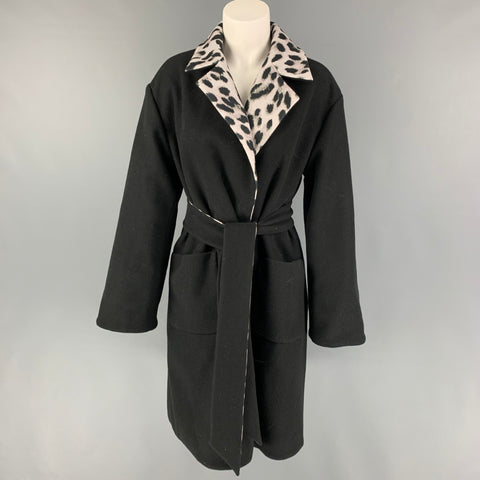 ALICE + OLIVIA Taille XS/S Manteau réversible en polyester imprimé animal blanc noir