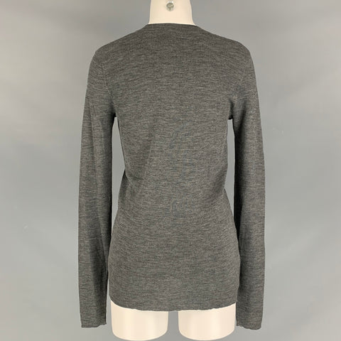 VERA WANG Size M Grey Wool Textured V-Neck Cardigan