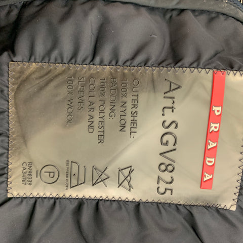 PRADA Size 40 Navy Quilted Nylon Zip Up Jacket