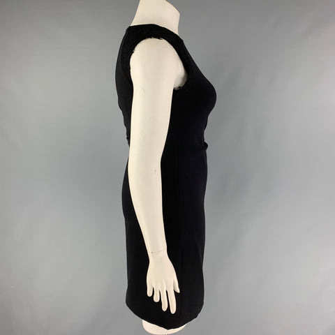 MONIQUE LHUILLIER Size 10 Black Viscose Polyester Shift Dress