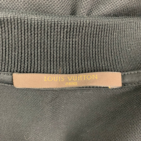 LOUIS VUITTON Size L Black Cotton Buttoned Polo