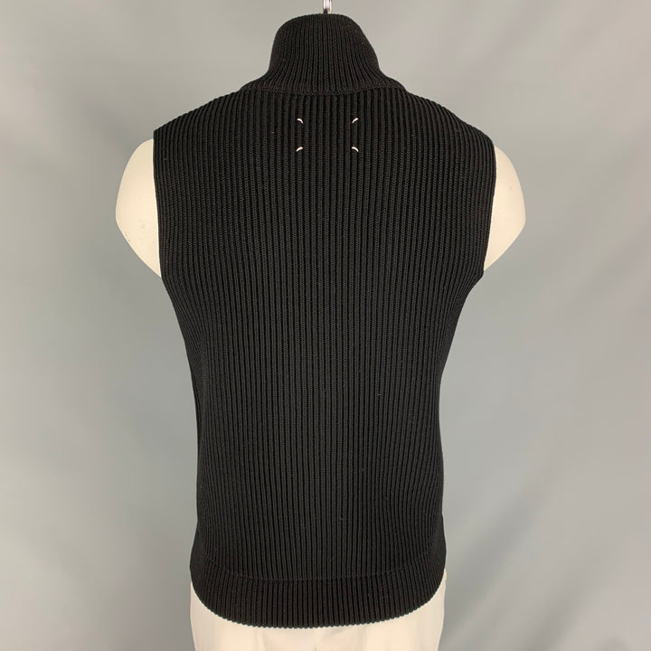 MARTIN MARGIELA Size M Black Knit Wool Zip Up Vest