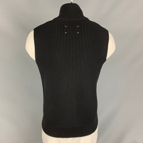 MARTIN MARGIELA Size M Black Knit Wool Zip Up Vest