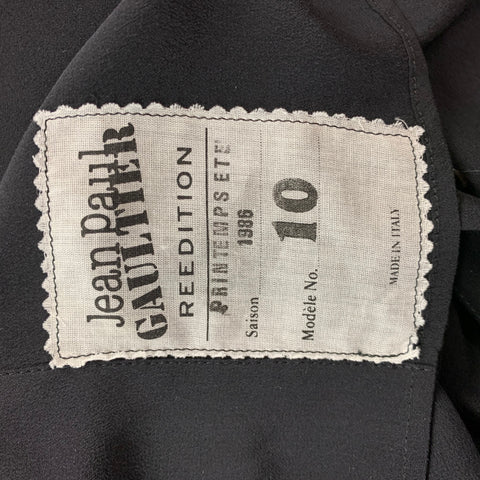 JEAN PAUL GAULTIER Size XL Black Silk French Cuff Corset Back Shirt
