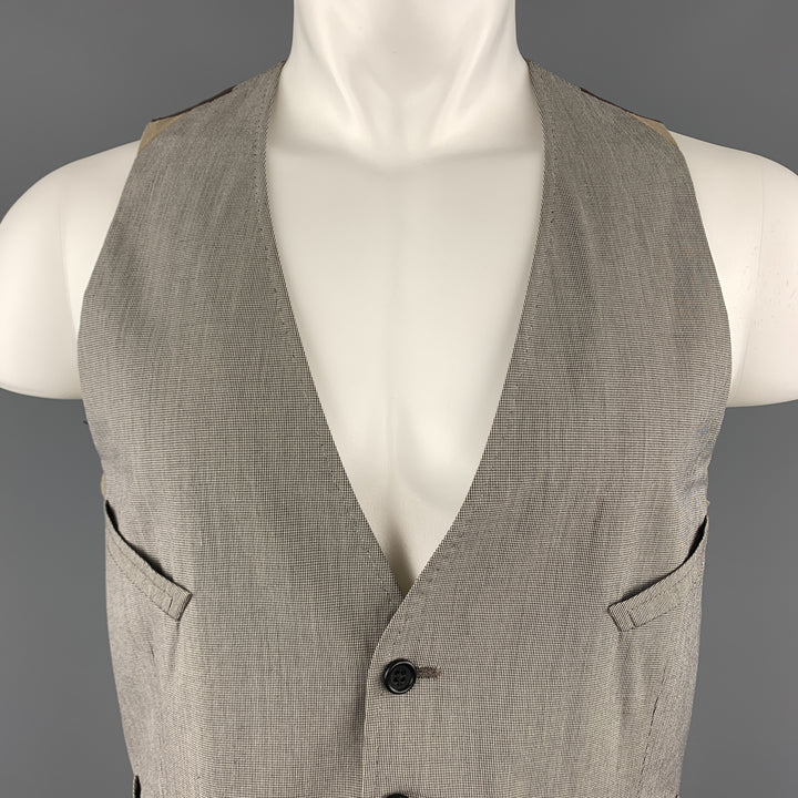 PAUL SMITH Size M Gray Houndstooth Cotton Blend Buttoned Vest