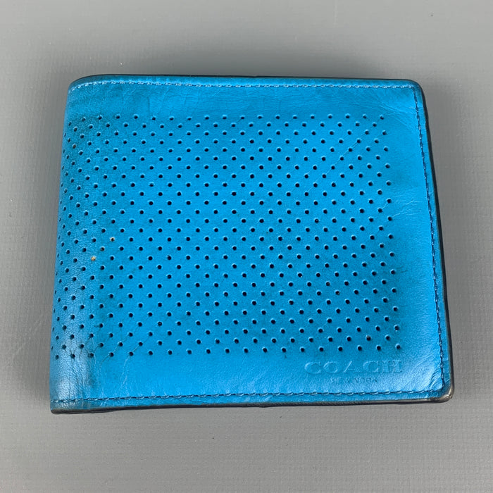 COACH Blue Perforated Leather Wallet