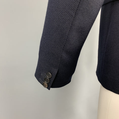 PRADA Size 38 Navy Textured Wool Notch Lapel Sport Coat