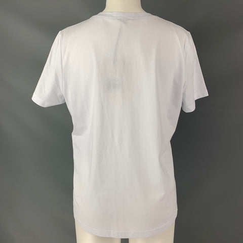 MANOUSH Taille L T-Shirt Crewneck en Coton Blanc Strass