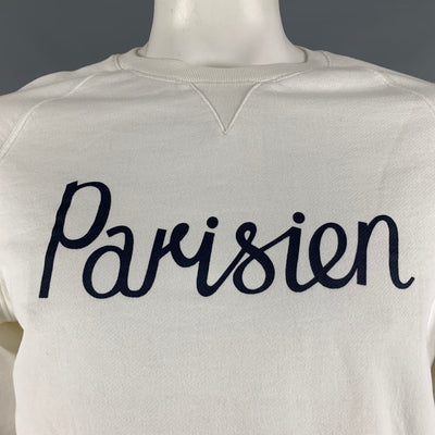 MAISON KITSUNE Size L White Navy Cotton Crew-Neck Sweatshirt