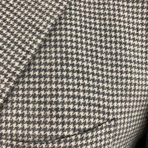 SARTORIO Size 38 Grey Houndstooth Wool / Cashmere Notch Lapel Sport Coat