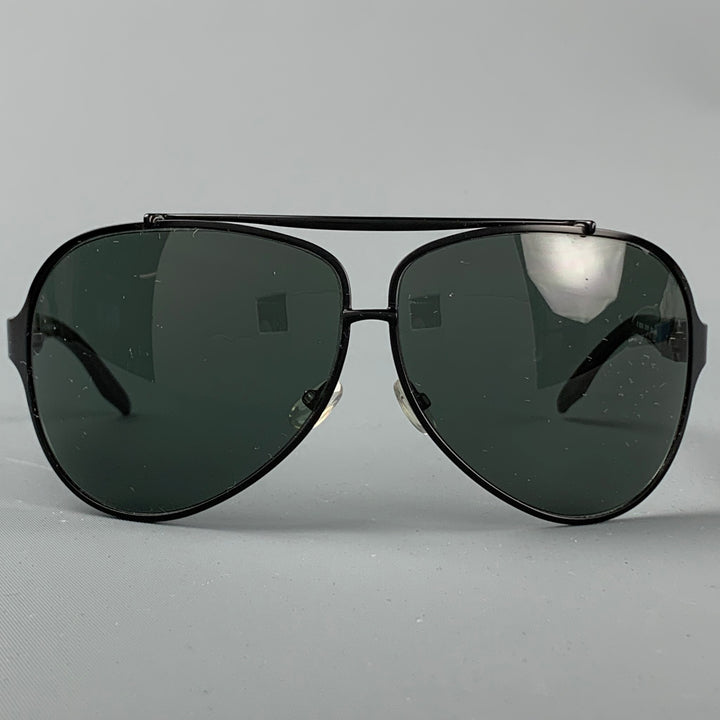 RALPH LAUREN Black Metal Aviator Sunglasses