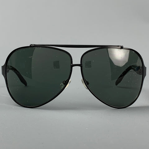 RALPH LAUREN Black Metal Aviator Sunglasses