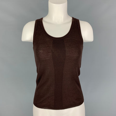 BOTTEGA VENETA Camiseta sin mangas de punto de cachemira marrón Talla S