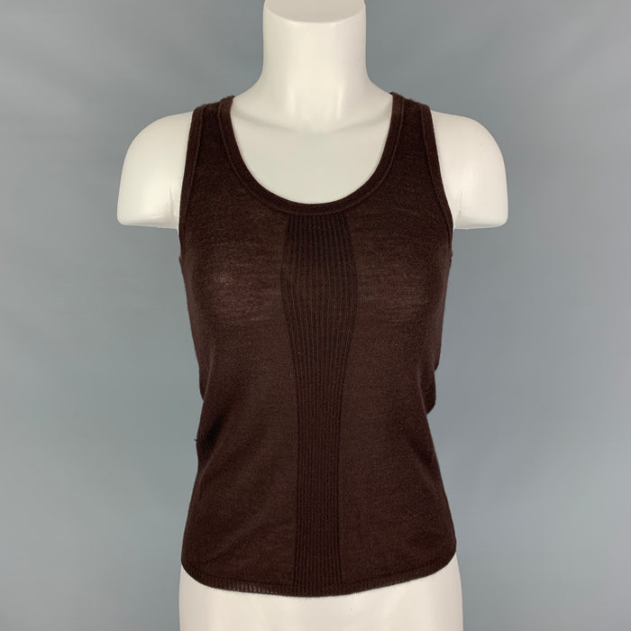 BOTTEGA VENETA Size S Brown Cashmere Knitted Tank Top