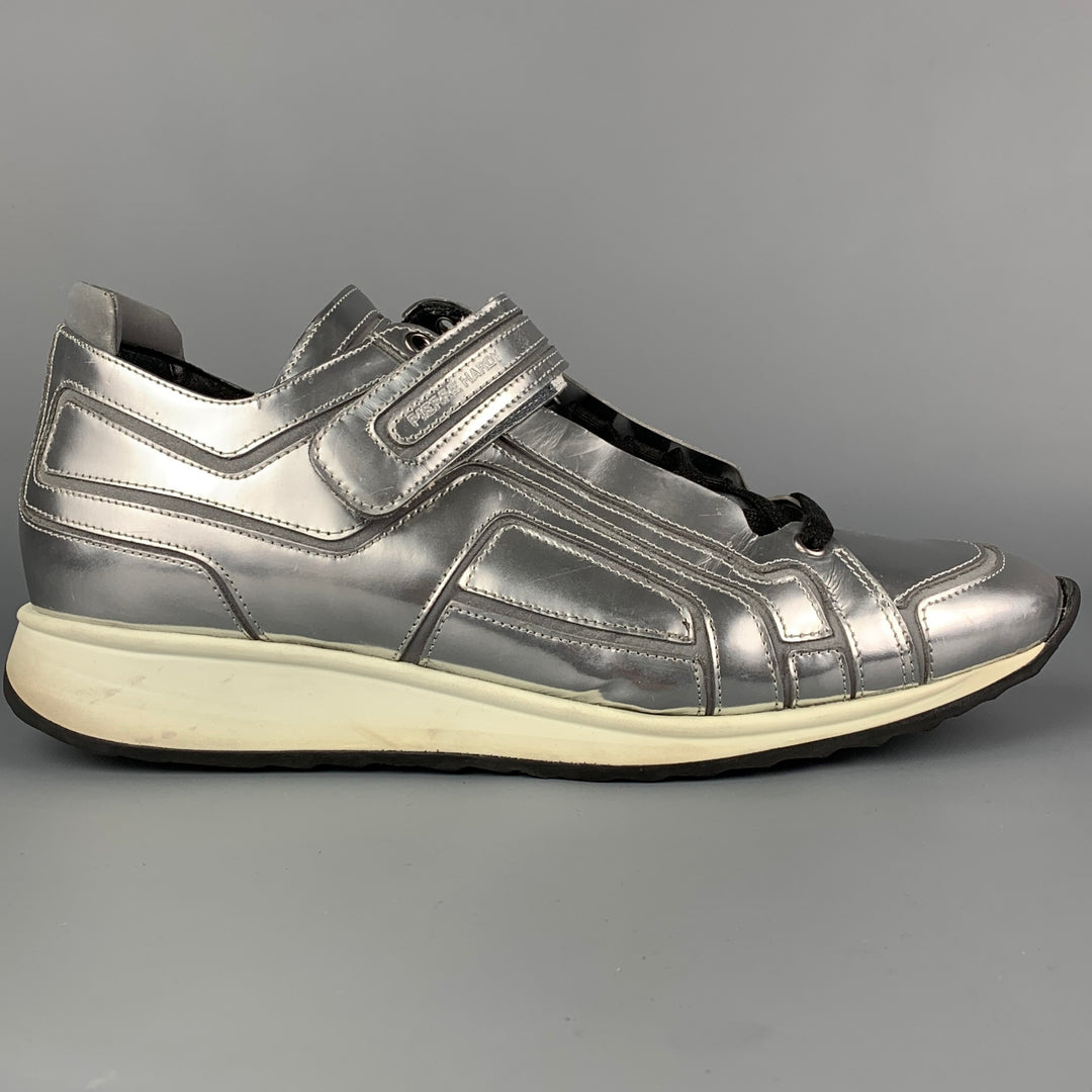 PIERRE HARDY Size 9 Silver Metallic Eel Lace Up Sneakers