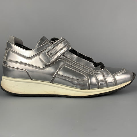 PIERRE HARDY Size 9 Silver Metallic Eel Lace Up Sneakers