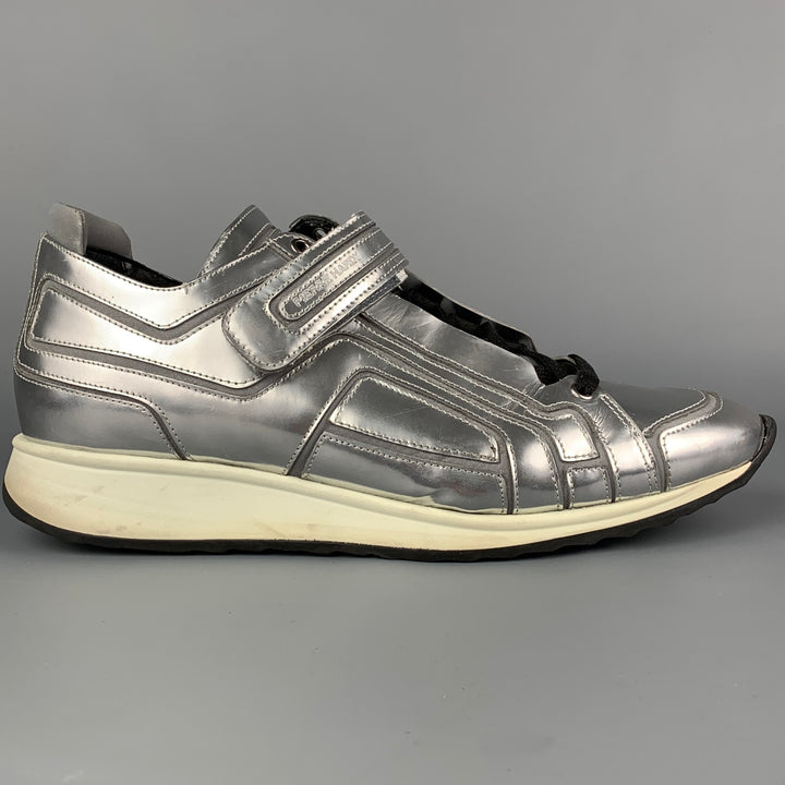 PIERRE HARDY Size 9 Silver Metallic Eel Lace Up Sneakers