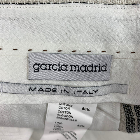 GARCIA MADRID Size 32 Beige Black Stripe Cotton Linen Cuffed Casual Pants