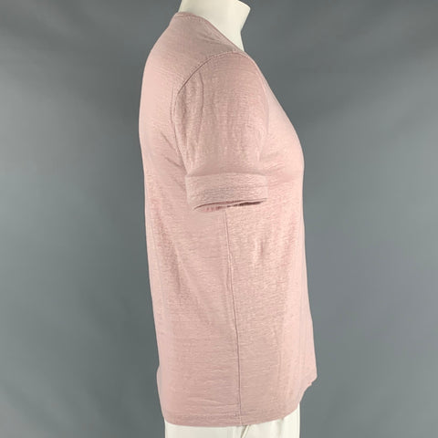 JOHN VARVATOS Size L Pink Heather Linen V-Neck T-shirt