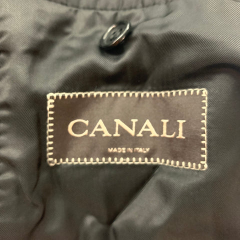 CANALI Size 38 Charcoal Window Pane Silk Blend Notch Lapel Sport Coat