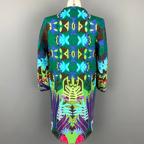 MANISH ARORA Size L Multi-Color Woven Silk Open Front Hand Crafted Coat