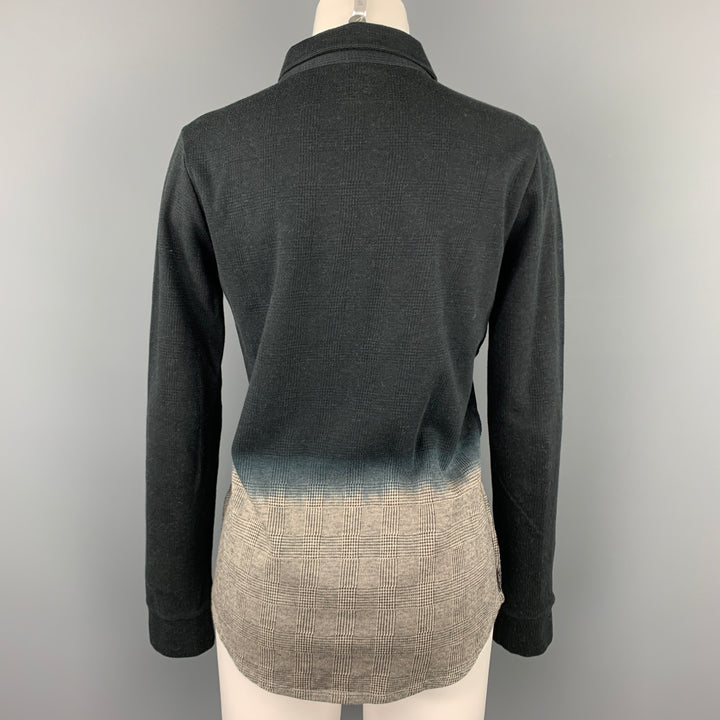 MAJESTIC FILATURES Size 2 Grey Ombre Cotton / Cashmere Button Up Shirt