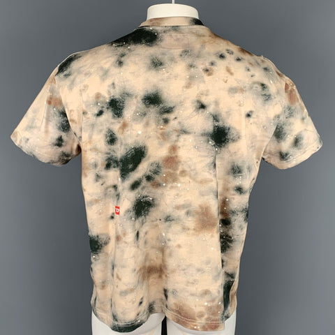 DIESEL x A-COLD-WAL  Size XL Taupe & Grey Splattered Cotton Short Sleeve T-shirt
