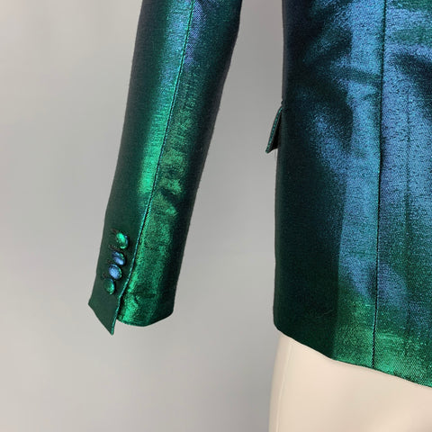 EACH X OTHER Size 36 Green Blue Iridescent Polyester Blend Sport Coat