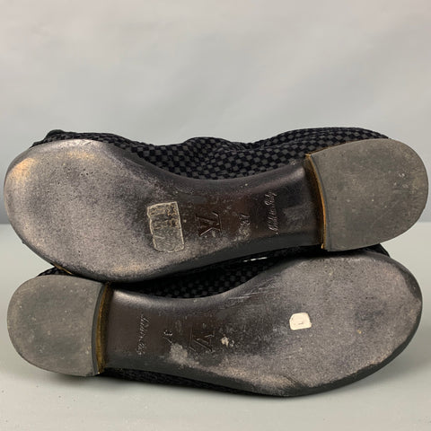 LOUIS VUITTON Talla 7 Bailarinas a cuadros de terciopelo negro