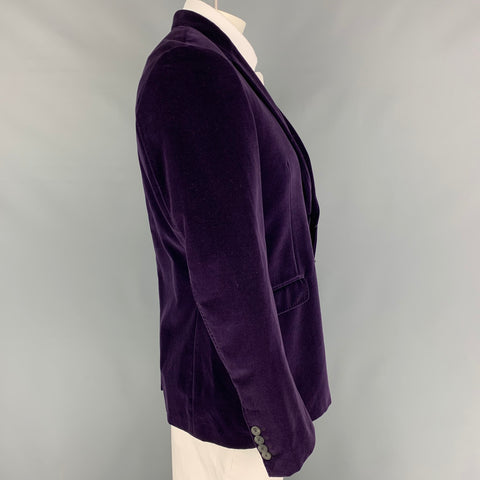 PAUL SMITH The Byard Size 44 Regular Purple Velvet Cotton Notch Lapel Sport Coat