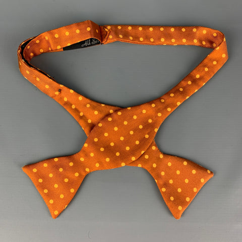 BEN SILVER Copper Orange Polka Dot Silk Bow Tie