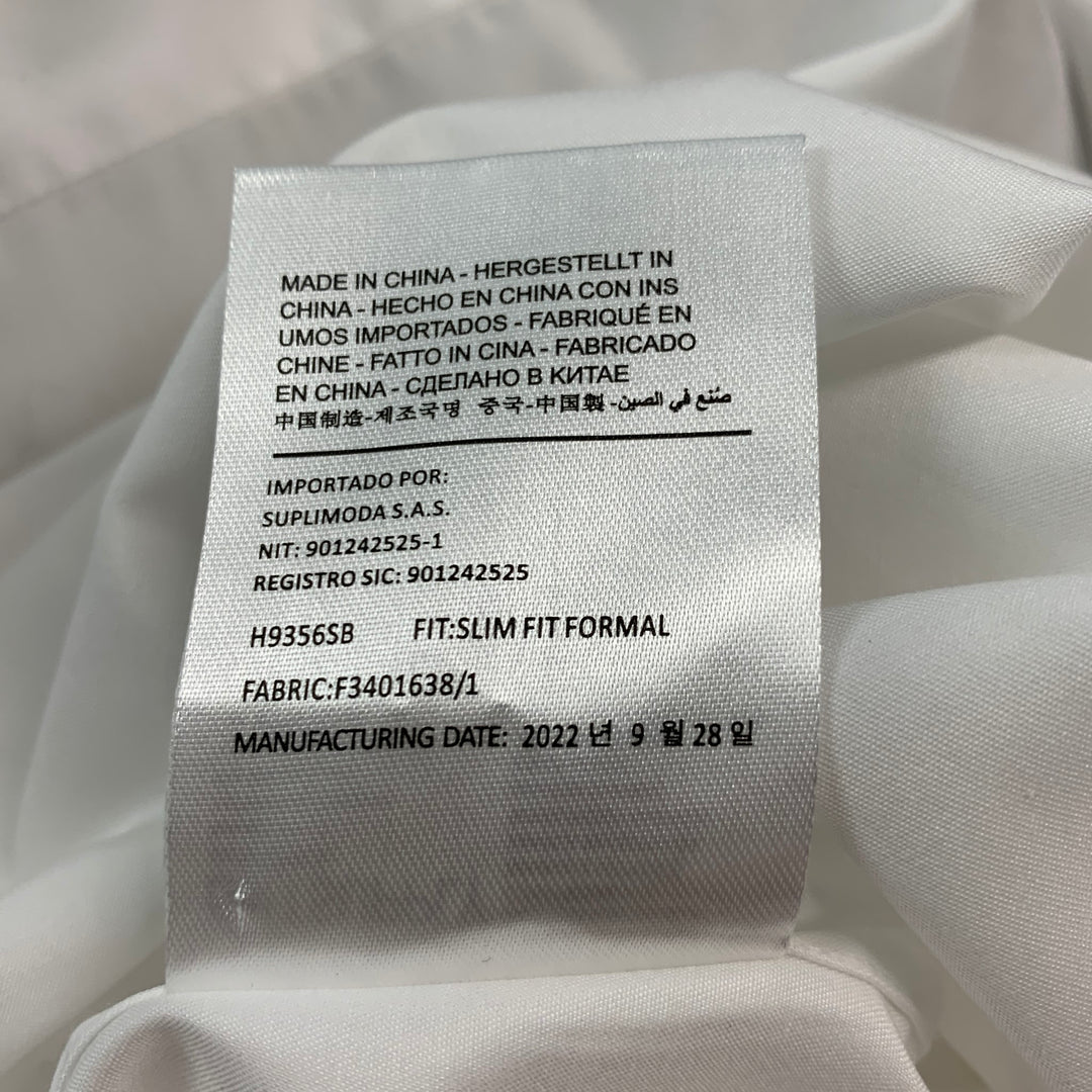 SUITSUPPLY Size XL White Solid Cotton Button Up Long Sleeve Shirt