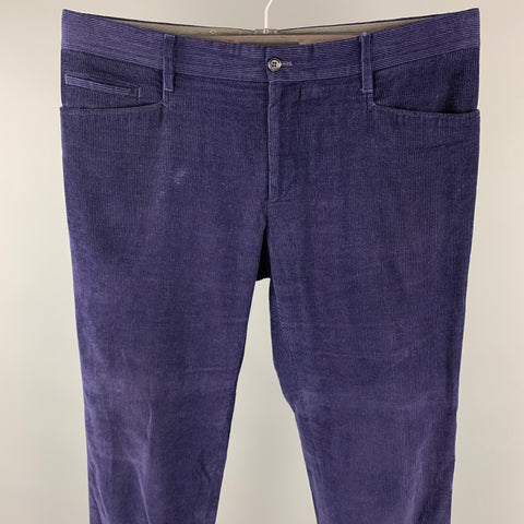 DOLCE & GABBANA Size 36 Navy Textured Corduroy Zip Fly Dress Pants
