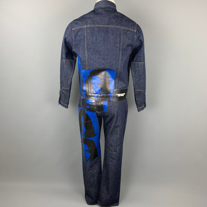 CALVIN KLEIN 205W39NYC by RAF SIMONS x Andy Warhol Size M Indigo & Blue Sandra Brant Painted Cotton Denim Set