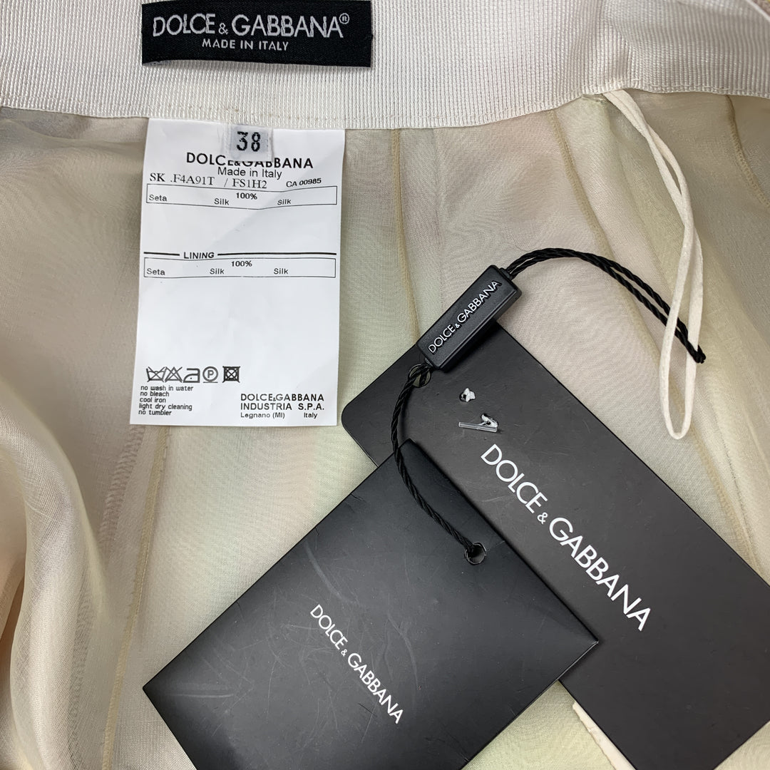 DOLCE & GABBANA Size 2 Multi-Color Watercolor Silk Satin Skirt